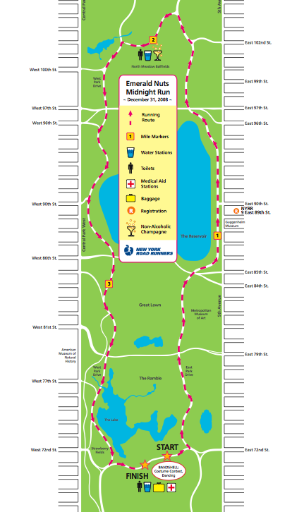 new york central park map. Nyrr Central Park Running Map